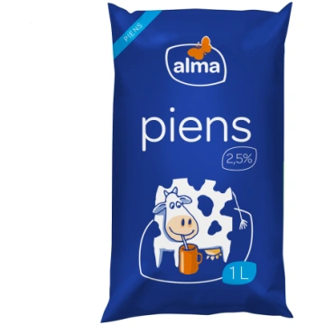 *Piens ALMA 2,5%, plēvē, 1l