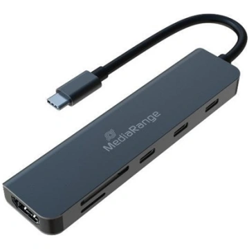 MediaRange HUB USB-C 6 in 1 Multiport Adapter, sil