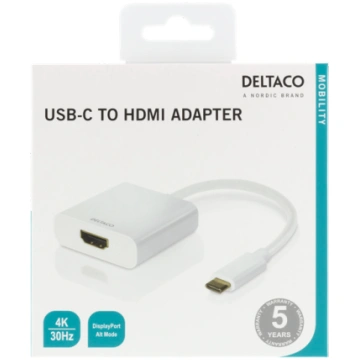 Adapteriai DELTACO USB-C į HDMI 4096x2160 30Hz bal