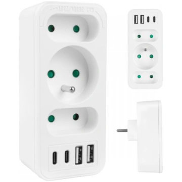 Splitter 3-socket MCE248 F/W 2xUSB-A 2xUSB-C white