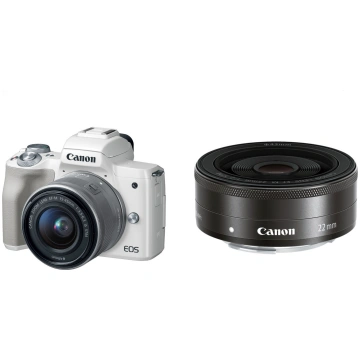 Canon EOS M50 White + EF-M 15-45mm IS STM Silver +
