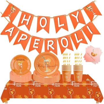 62 priekšmetu Aperol dekoratīvais oranžais ballīšu