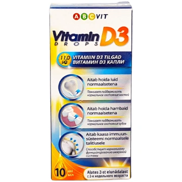 D3 vitamīns ABCvit pilieni 10 ml