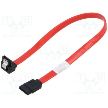 Cable: SATA; SATA plug,SATA plug angled; 0.5m; red
