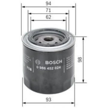 BOSCH 0 986 452 024 0986452024 Eļļas filtrs NISSAN