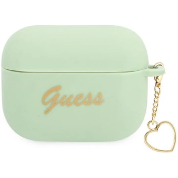 Guess AirPods Pro vāciņš Silicone Heart Charm Zaļš