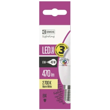LED spuldze EMOS svecīte ar augstu krāsu atveides 