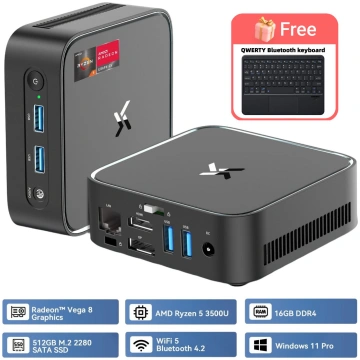 HUIDUN H80 3500U Ar tastatūru QWERTY Mini PC ar AM