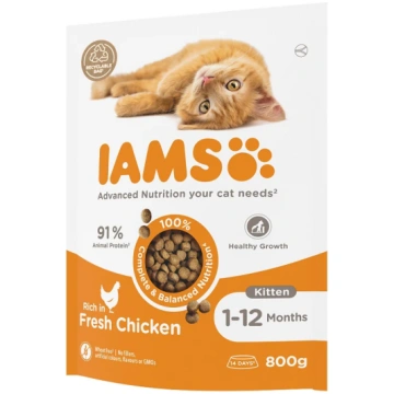 Iams sausā barība kaķēniem ar vistu, 800 g