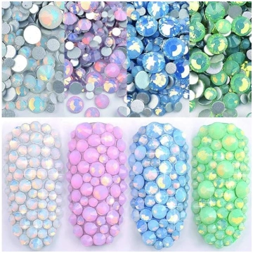 DAODER 4 Pack Sparkly Opal Rhinestones for Nails 3