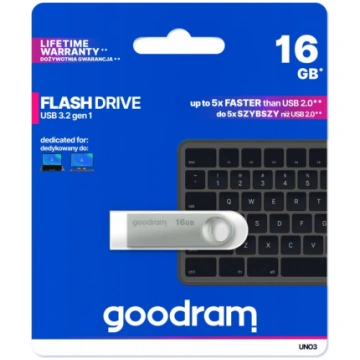 GOODRAM FLASHDRIVE 16GB UNO3 SILVER USB 3.2 Gen 1 