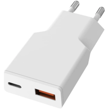 Value USB Wall Charger, EU Plug, 2x Ports (A+C), 2