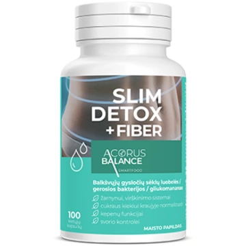 Slim Detox Fiber+ šķiedrvielas kapsulās zarnu darb