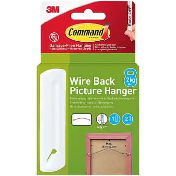 3M picture hanger Command Wire 1 Hook+2 Strips, wh