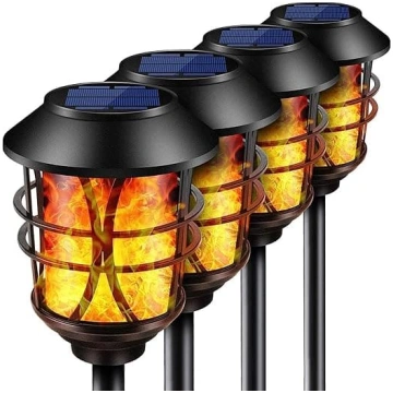 SOLARBABY 4 Pack Flickering Flame Solar Lamp Outdo