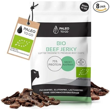 PALEO TO GO Beef Jerky [100% Organic] 75% Augsts o