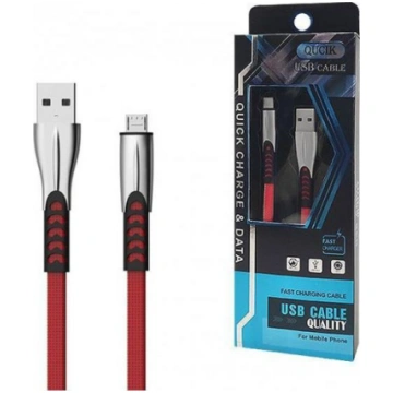 USB CABLE MICRO 2.4A RED FLAT 2400mAh QUICK CHARGE