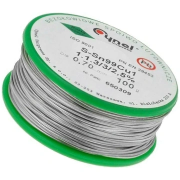 Tin; lead free; Sn99,3Cu0,7; 0.7mm; 100g; reel; 22
