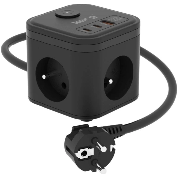 KERG SMART – 3-SOCKET POWER STRIP + USB-A+USB-C CH