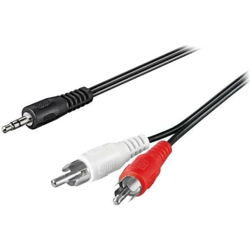 Cable; Jack 3.5mm 3pin plug,RCA plug x2; 0.5m; bla