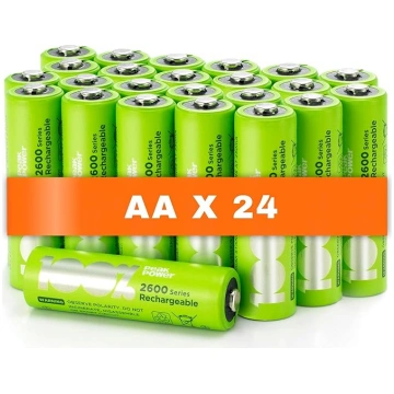 PeakPower AA NiMH baterijas | 24 AA uzlādējamo bat