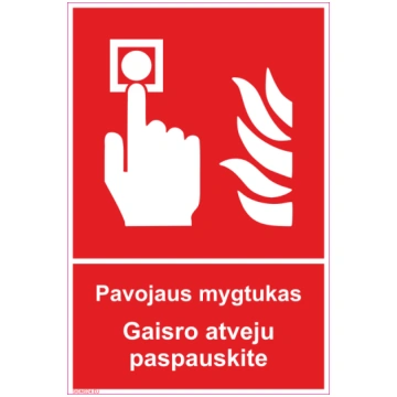 Zīme Trauksmes poga ugunsgrēka gadījumā nospiest U
