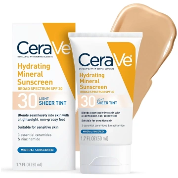CeraVe mitrinošs minerālais saules aizsargkrēms SP