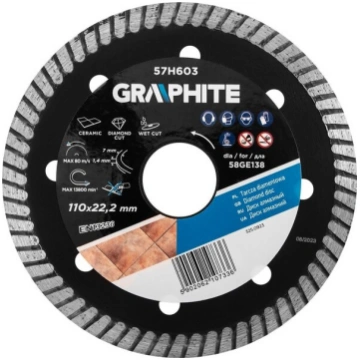 Dimanta griešanas disks 110x22,2mm flīzēm, granīta