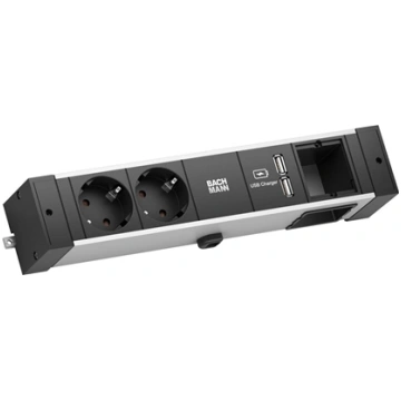 Bachmann DESK RAIL 2x earthing contact 1x USB Char