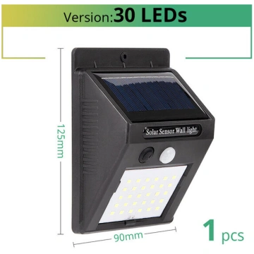 (1 gabals, 30 LED) 4 100 30 LED saules gaismas PIR