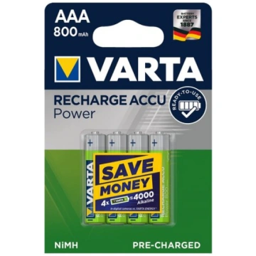 Uzlādējamas VARTA baterijas AAA 800MAH 4 gab