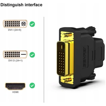 Benfei Dvi uz Hdmi adapteris (melns) - 2 gab