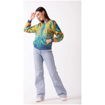 ARUNA - FRONT ZIP BOMBER JACKET WITH RIB DETAILING