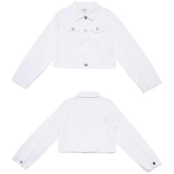 Kids' Studio Cropped White Denim Jacket