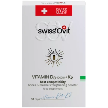 SWISS OVIT Vitamin D3 4000 IU +K2 kapsulas, 30 gab