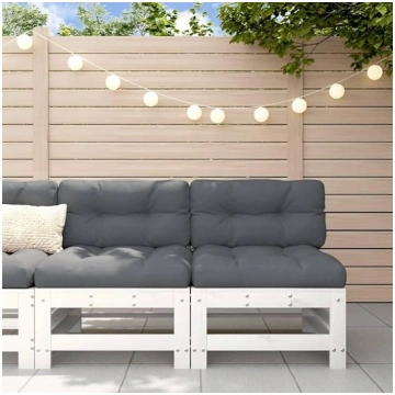 Homgoday 2 Pack White Solid Pine Wood Garden Sofas