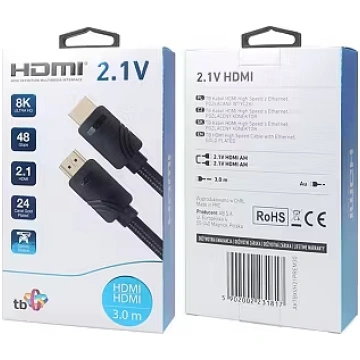 TB Cable HDMI v 2.1 premium 3 m 8K Black Made for 