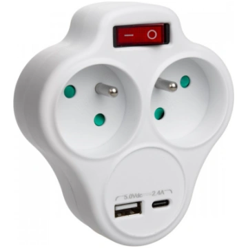 Maclean Splitter dual socket x2 USB MCE336 type E 