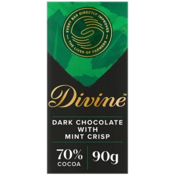 Divine 70% Dark Chocolate with Mint Crisp 90g