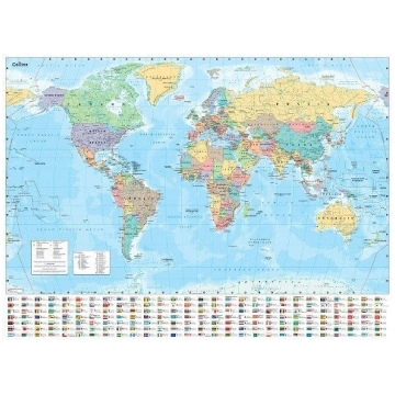 Collins World Wall Laminated Map, Collins World Wa
