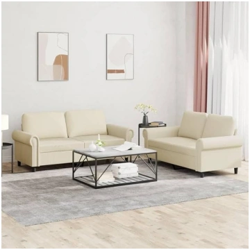 Set of 2 Sofa Set, Cream, 152 x 77 x 80 cm, Faux L