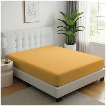 Extra Deep Fitted Sheet Single Ochre - Deep Pocket