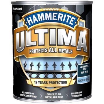 Krāsa metālam HAMMERITE ULTIMA SMOOTH spīdīga, ant