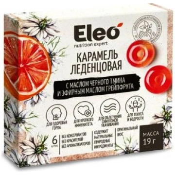 ELEO karameles ar melno ķimeņu eļļu un greipfrūta 