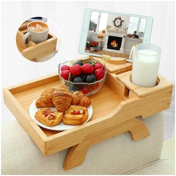 BAMBOOTRAY Sofa Armrest Table Multifunctional Fold