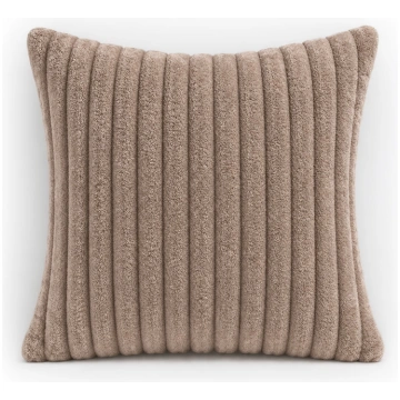 Taupe Striped Velvet Decorative Sofa Pillow, 60X70