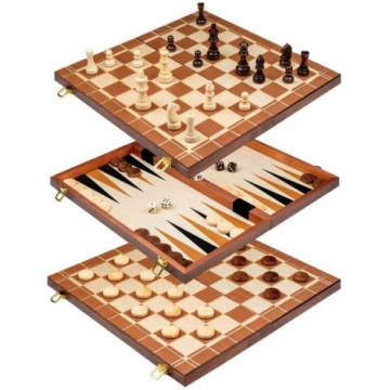 Philos Chess Backgammon Checkers Set, field 45 mm 