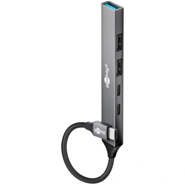 Goobay Slim 5-Port USB Hub, USB-C to USB-C/USB-A, 