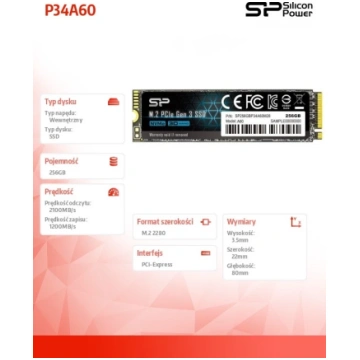 M.2 NVMe SSD Silicon Power P34A60 256GB — PCIe Gen
