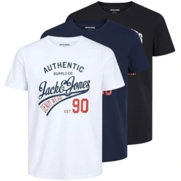 JACK & JONES Vīriešu T-krekls, 3-Pack Logo Crew Ne